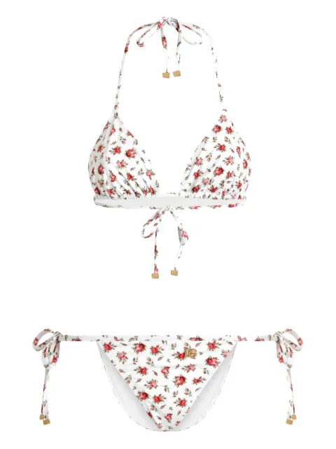 Dolce & Gabbana floral-print tie bikini