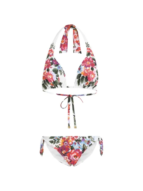 Dolce & Gabbana flower bouquet-print padded triangle bikini