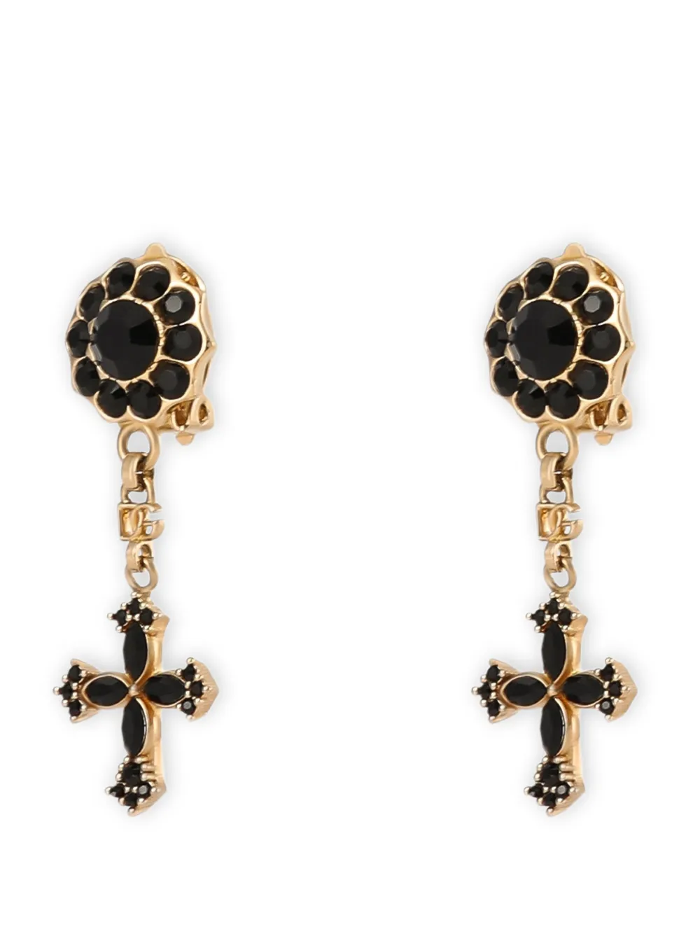  Dolce & Gabbana Rhinestone Clip Earrings - Gold 