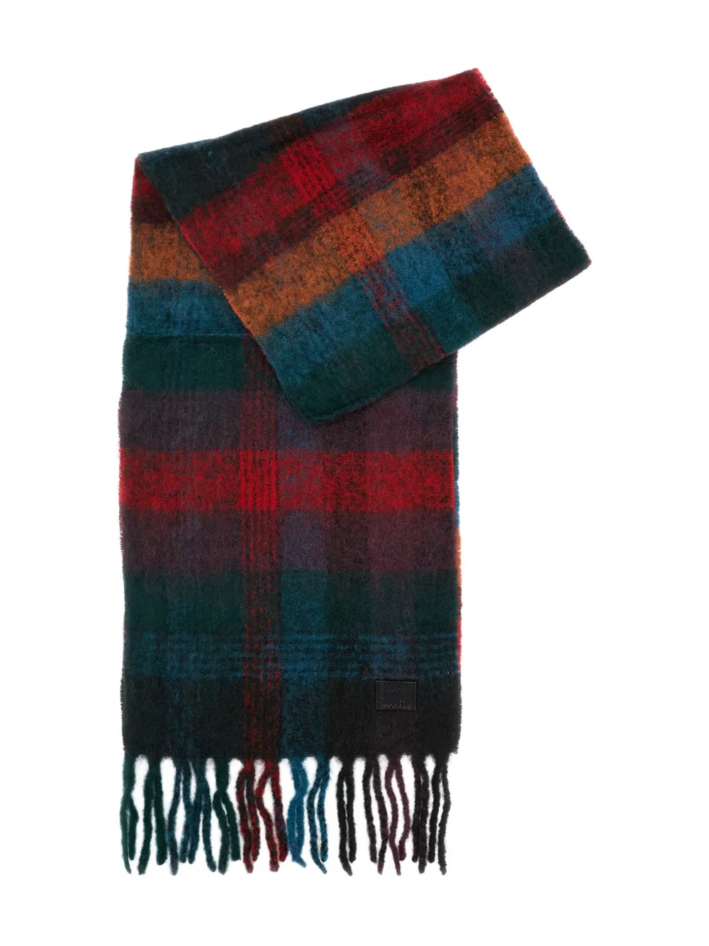 Paul Smith fringed check scarf | Red | Image 1