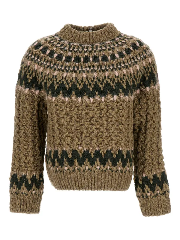 Moncler Grenoble Patterned Mock-neck Sweater in Neutrals