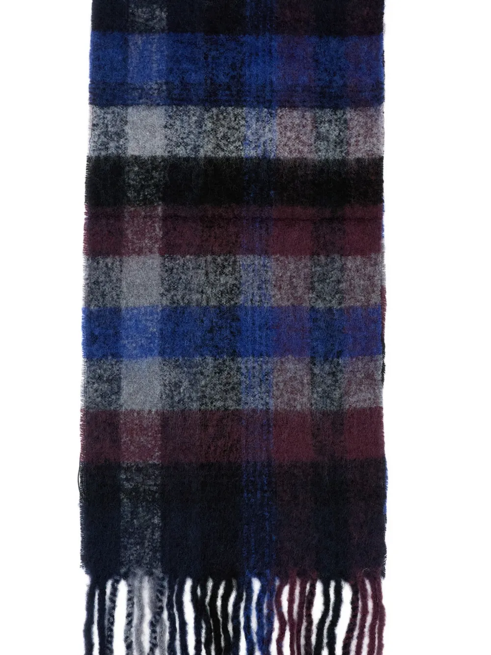 Paul Smith fringed plaid-pattern scarf - Blauw