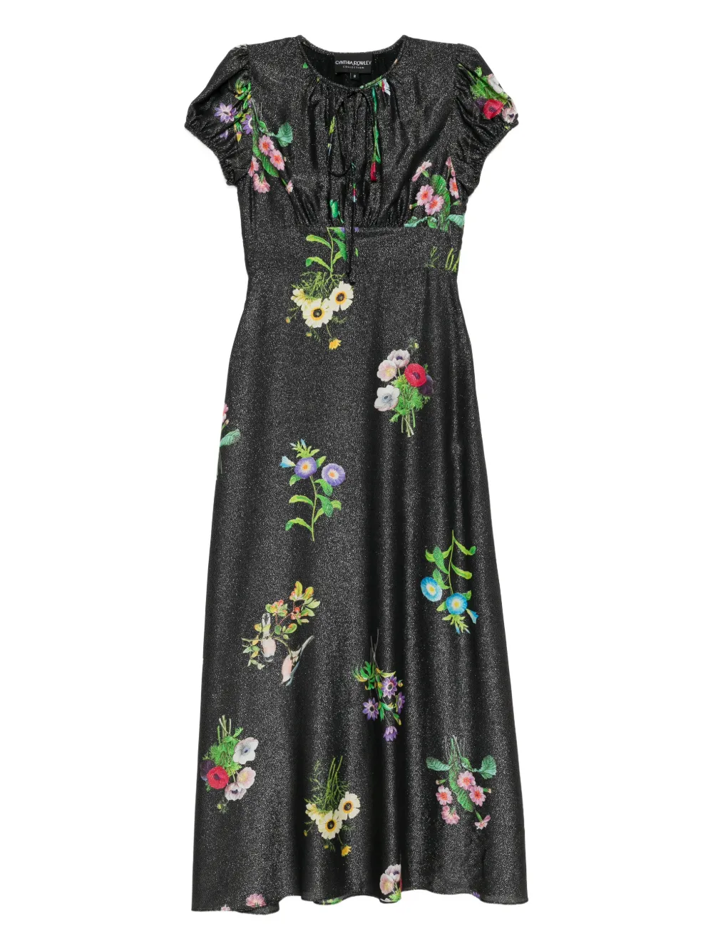 Cynthia Rowley Lurex-Midikleid mit Blumen-Print - Schwarz