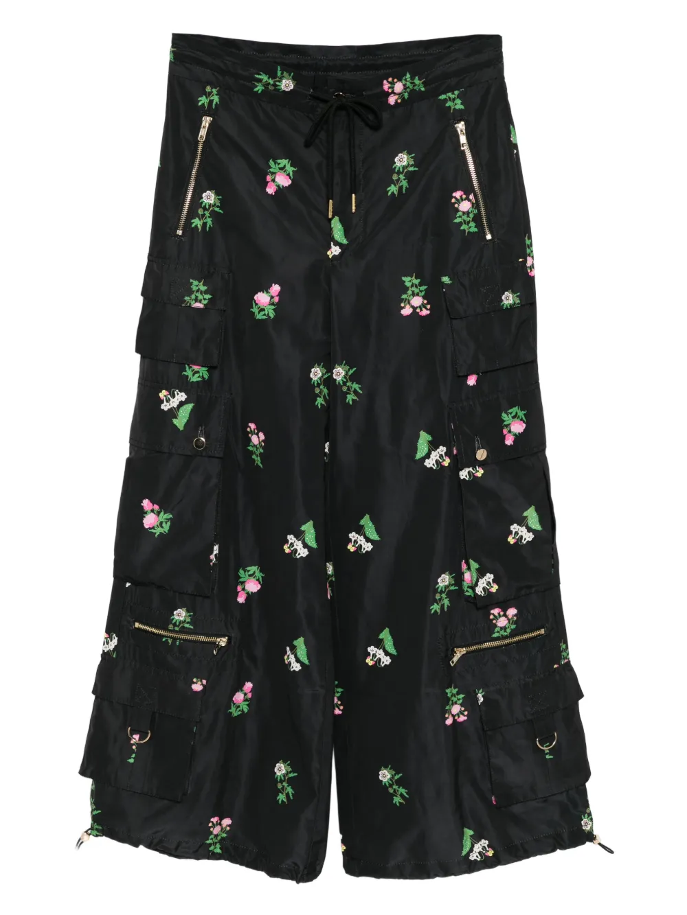 Cynthia Rowley Pantaloni a palazzo con stampa a fiori - Nero