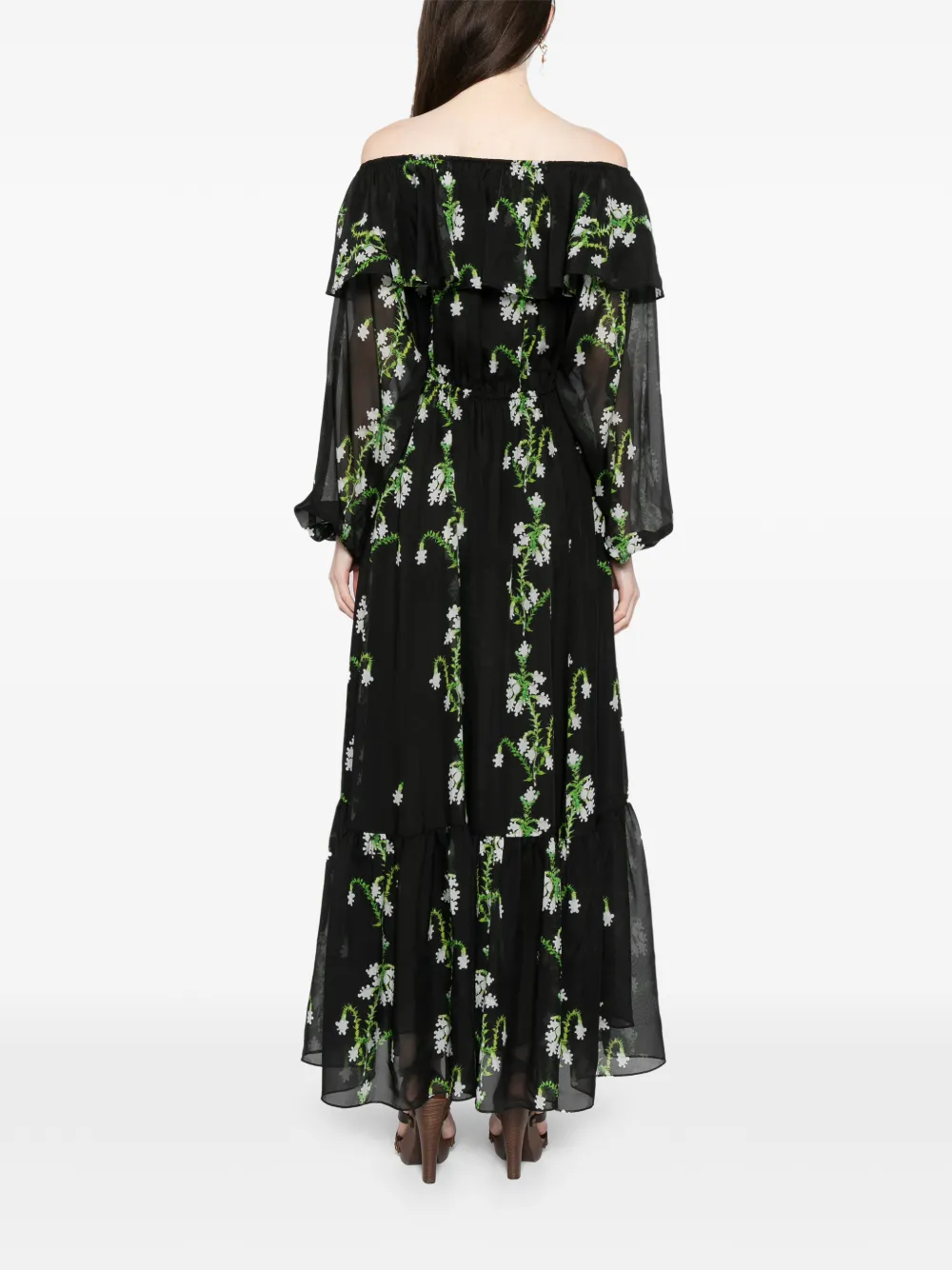 Cynthia Rowley Off-shoulder maxi-jurk Zwart