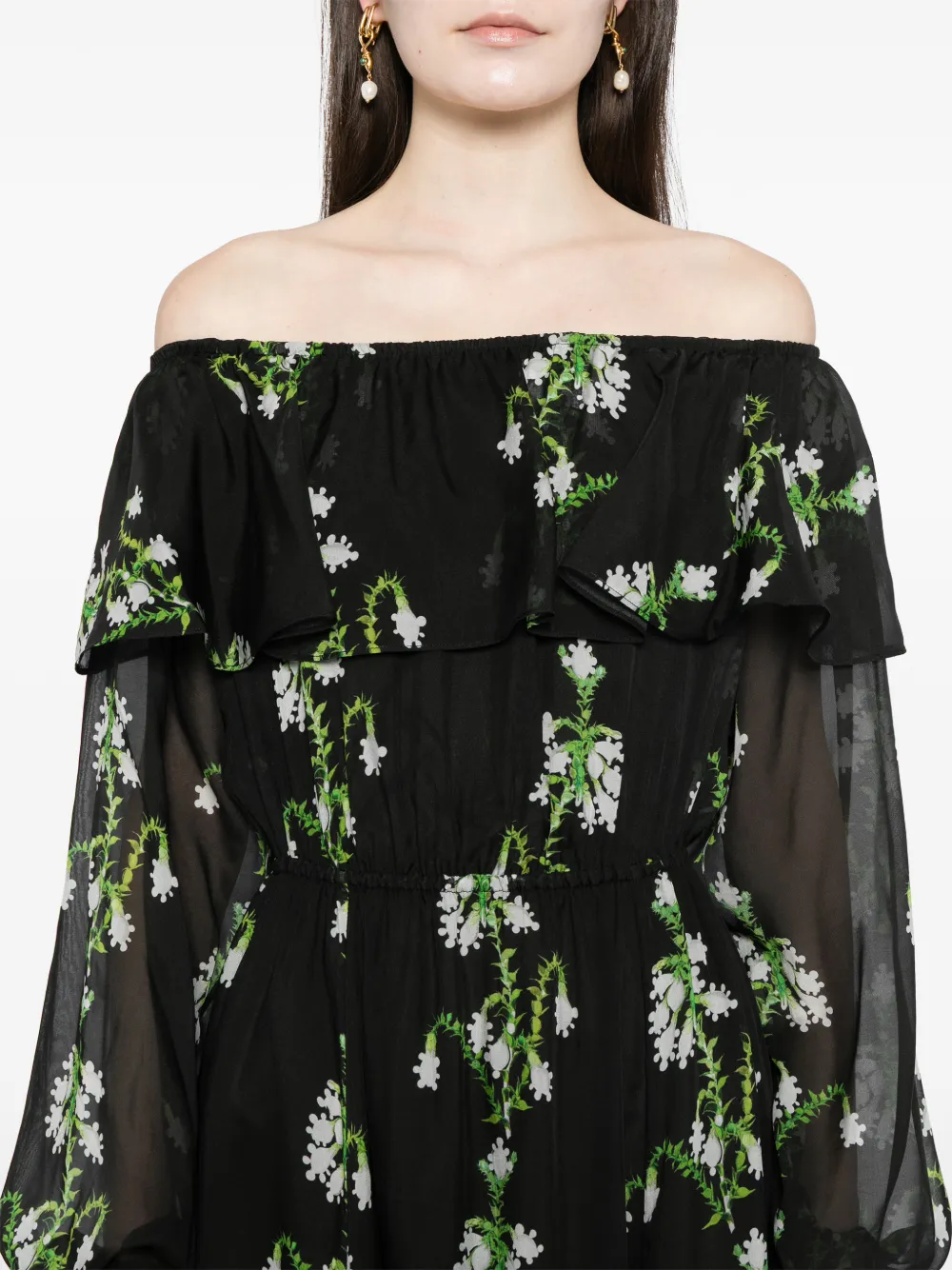 Cynthia Rowley Off-shoulder maxi-jurk Zwart