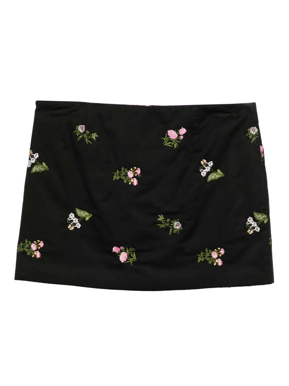  Cynthia Rowley Floral-embroidered Mini Skirt - Black 