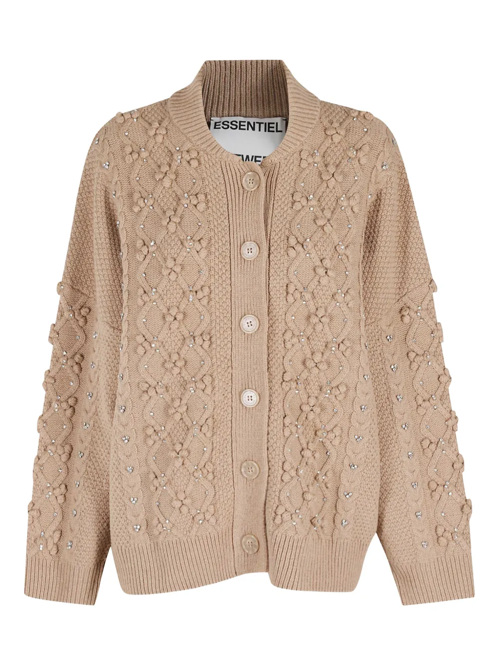 Essentiel Antwerp Embellished Button Cardigan In Neutral