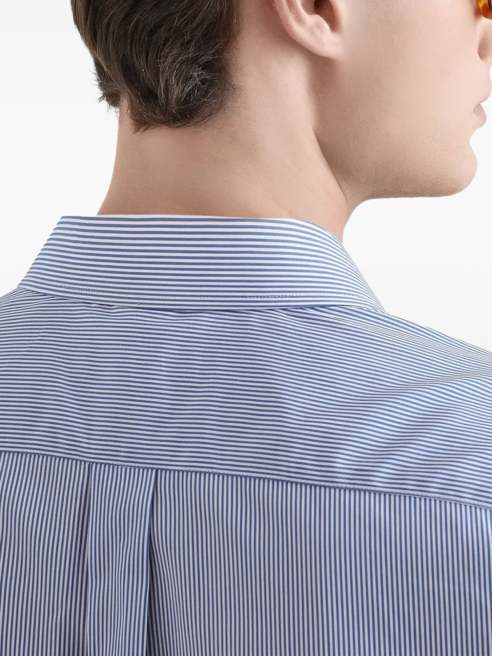 Dolce & Gabbana Gestreept overhemd met wapenschild-applicatie Blauw