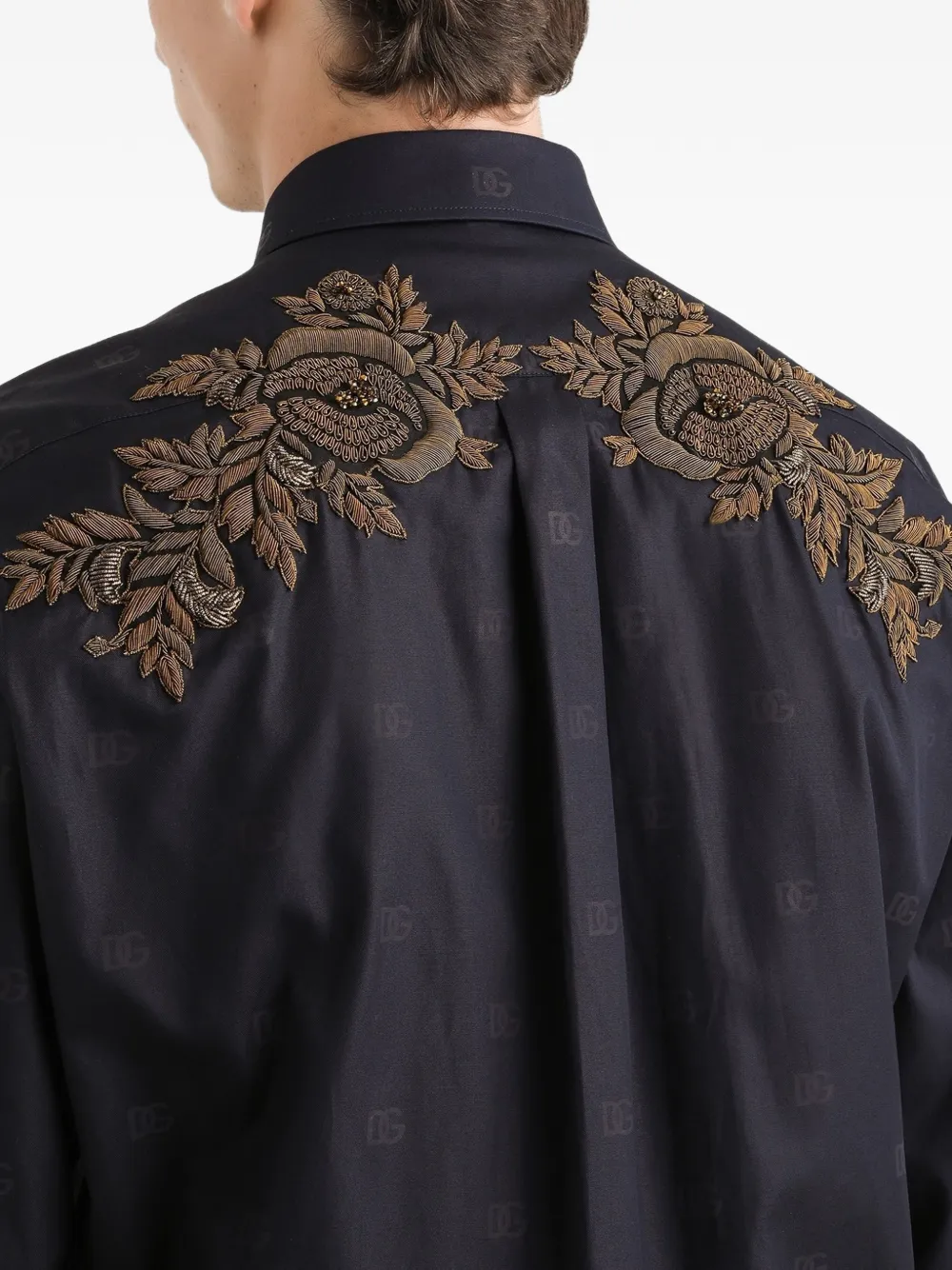 Dolce & Gabbana Martini overhemd met geborduurde bloemen Blauw