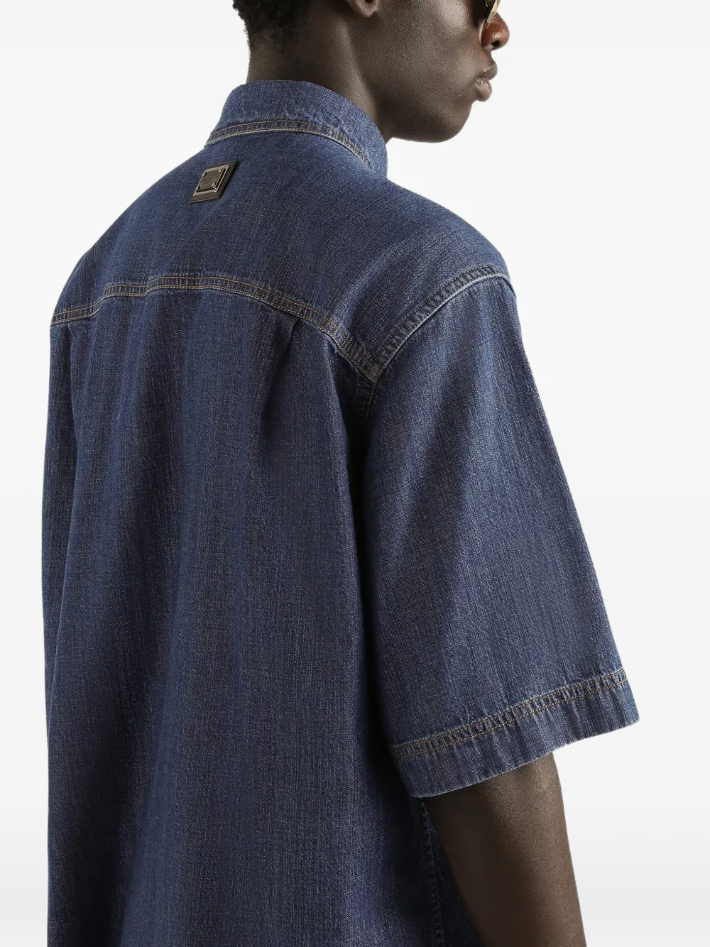 Dolce & Gabbana Overhemd met korte mouwen en zak Blauw