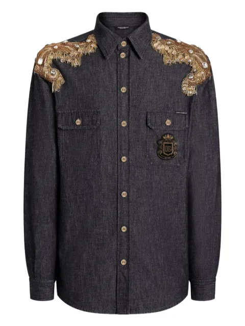 Dolce & Gabbana embellished logo-patch shirt