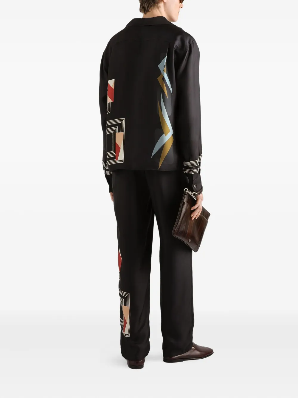 Dolce & Gabbana Twill overhemd met geometrische print Zwart