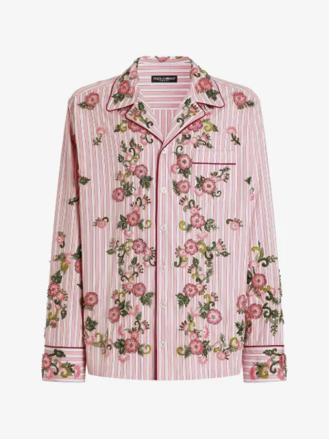 Dolce & Gabbana camisa de seda y algodón con bordado