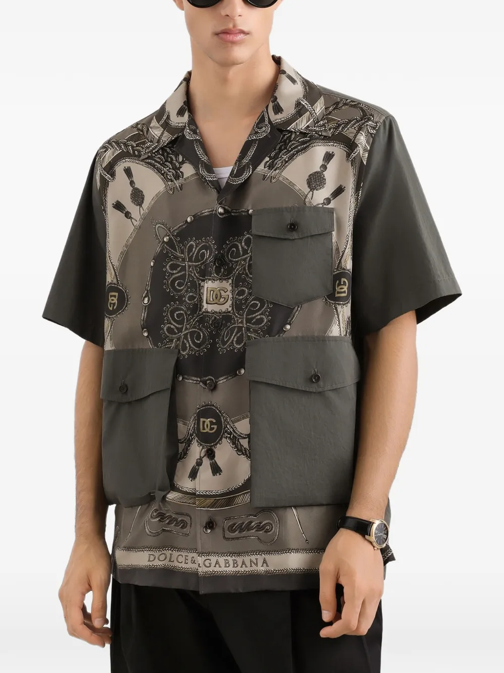 Dolce & Gabbana Overhemd met zak patroon Grijs