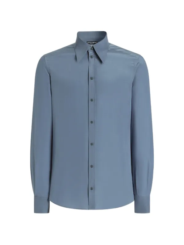 Dolce & Gabbana Silk Crêpe-de-chine Shirt in Blue