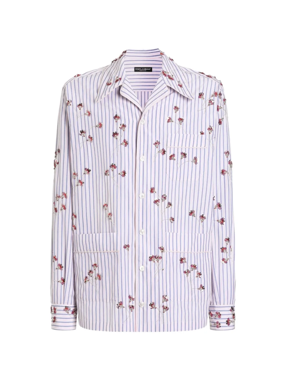 Dolce & Gabbana cotton and silk vanity shirt with embroidery - Blau