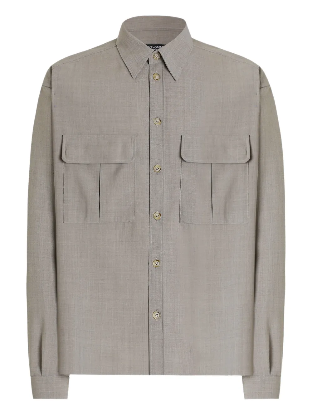 Dolce & Gabbana Camicia in lana vergine con abbottonatura - Nero