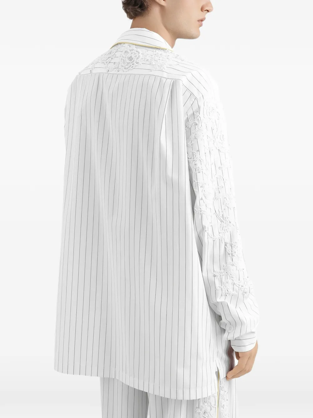 Dolce & Gabbana Katoenen en zijden overhemd met borduurwerk Wit