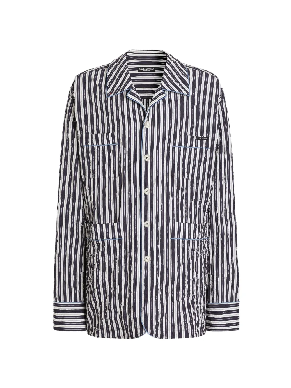 Dolce & Gabbana Gestreiftes Hemd in Knitteroptik - Blau