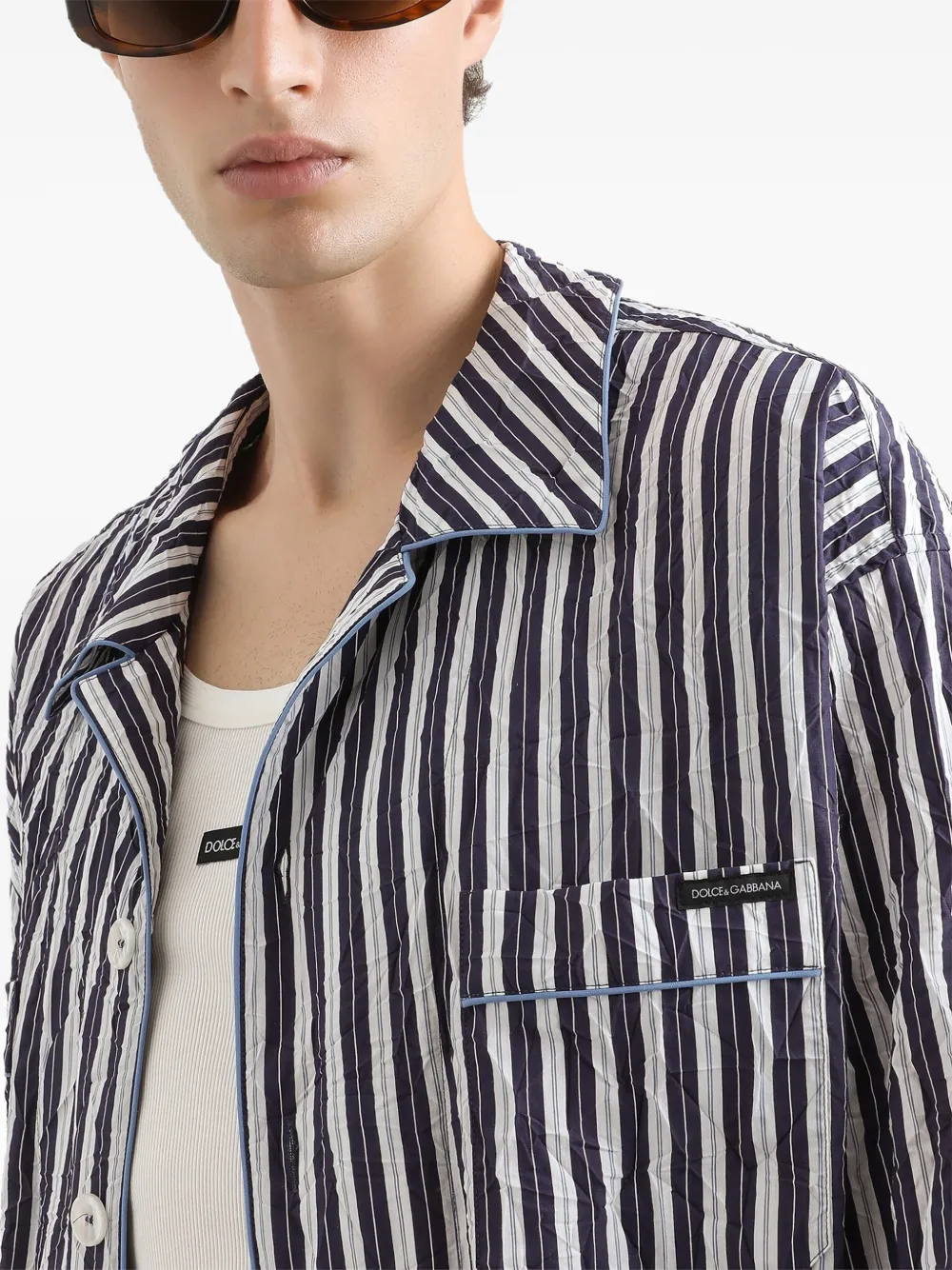 Dolce & Gabbana Gestreept overhemd met gekreukt effect Blauw