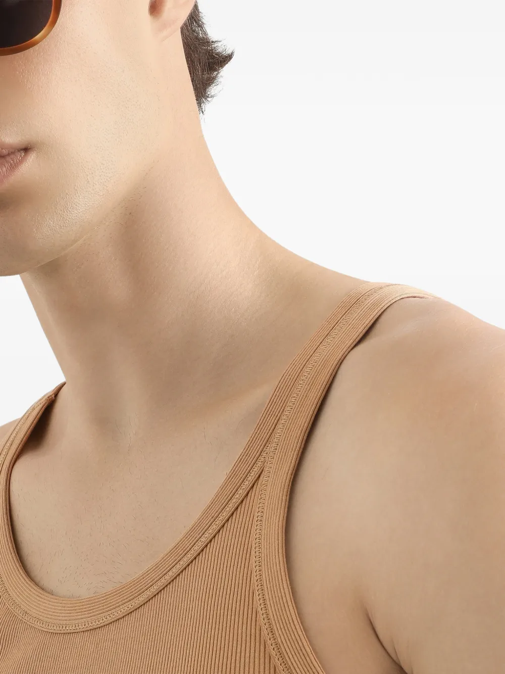 Dolce & Gabbana Katoenen tanktop met label Beige