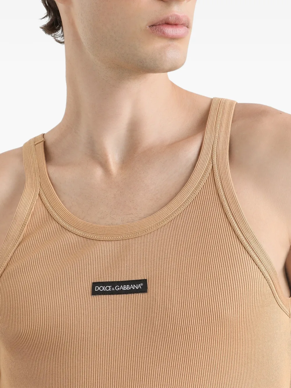 Dolce & Gabbana Katoenen tanktop met label Beige