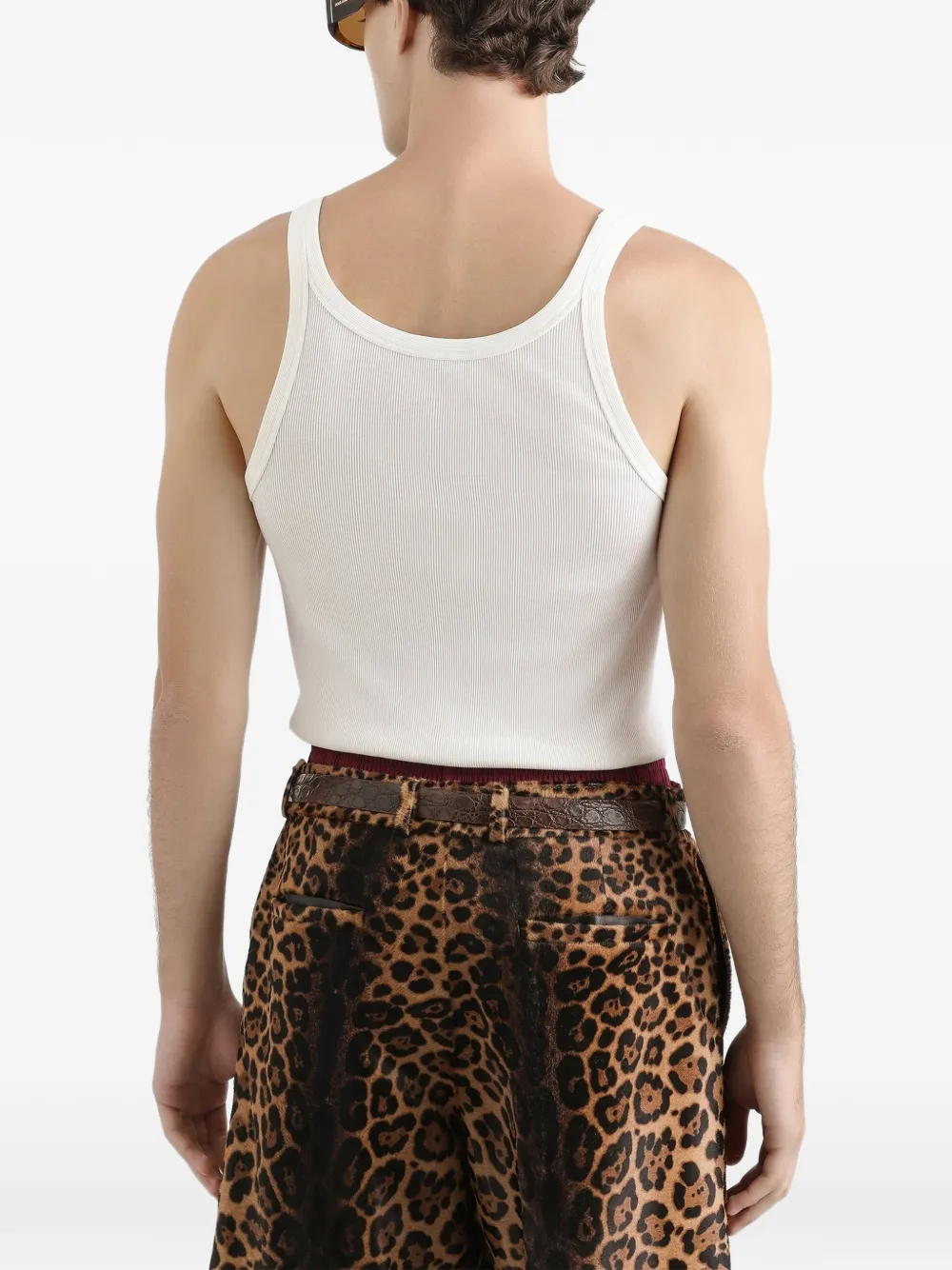 Dolce & Gabbana Geribbelde spencer met logopatch Wit