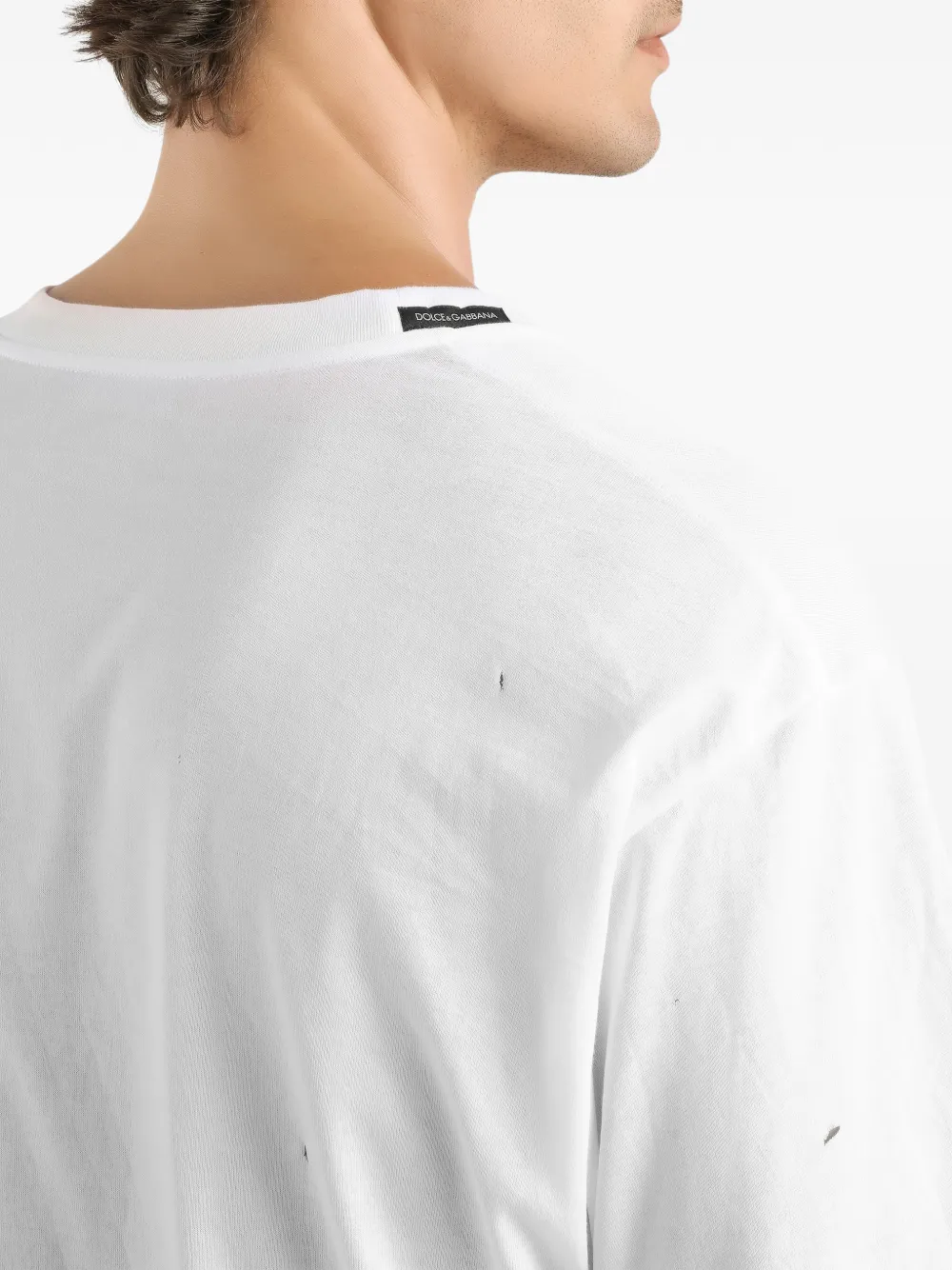 Dolce & Gabbana T-shirt met korte mouwen en gerafeld detail Wit