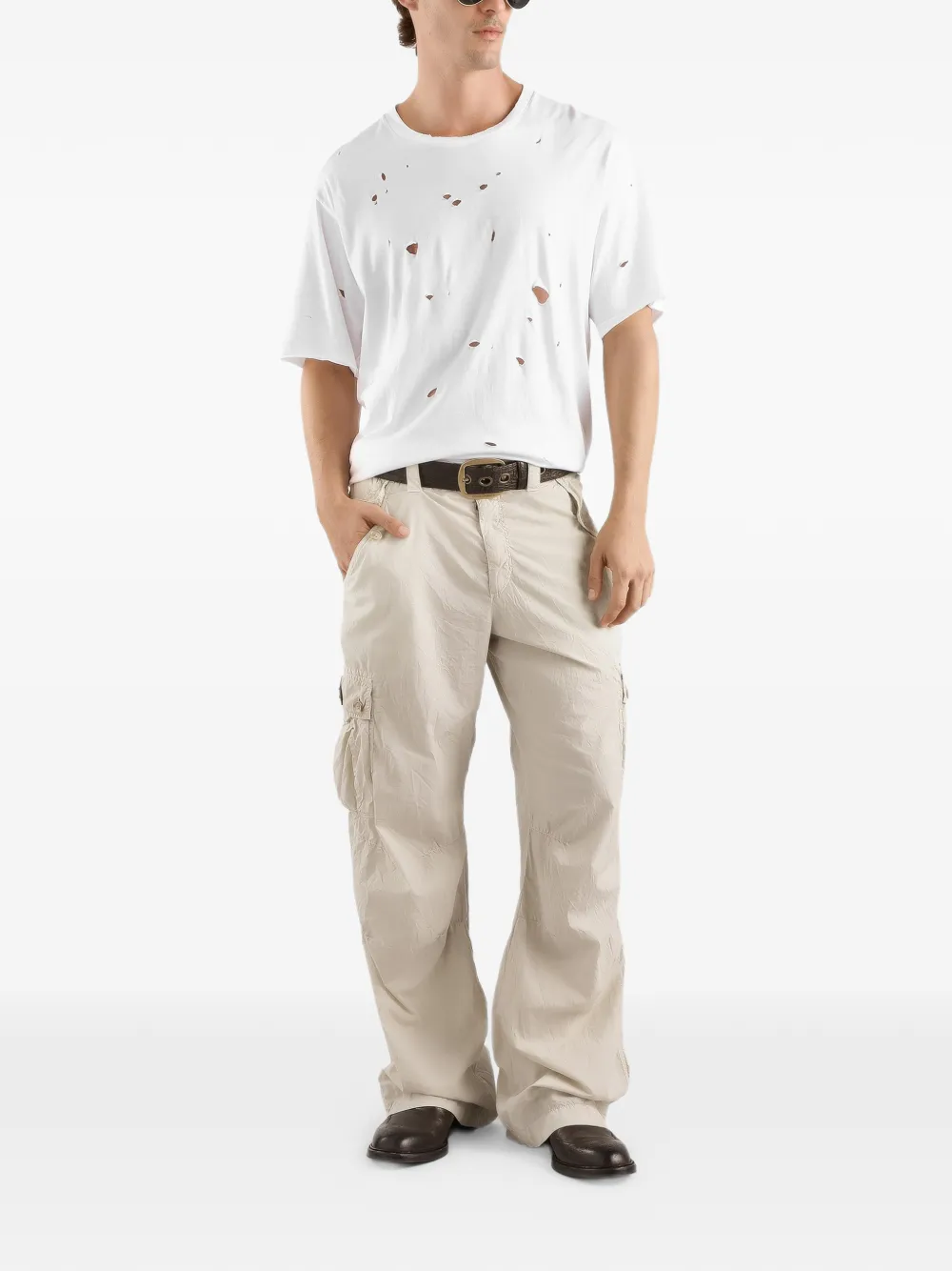 Dolce & Gabbana T-shirt met korte mouwen en gerafeld detail - Wit