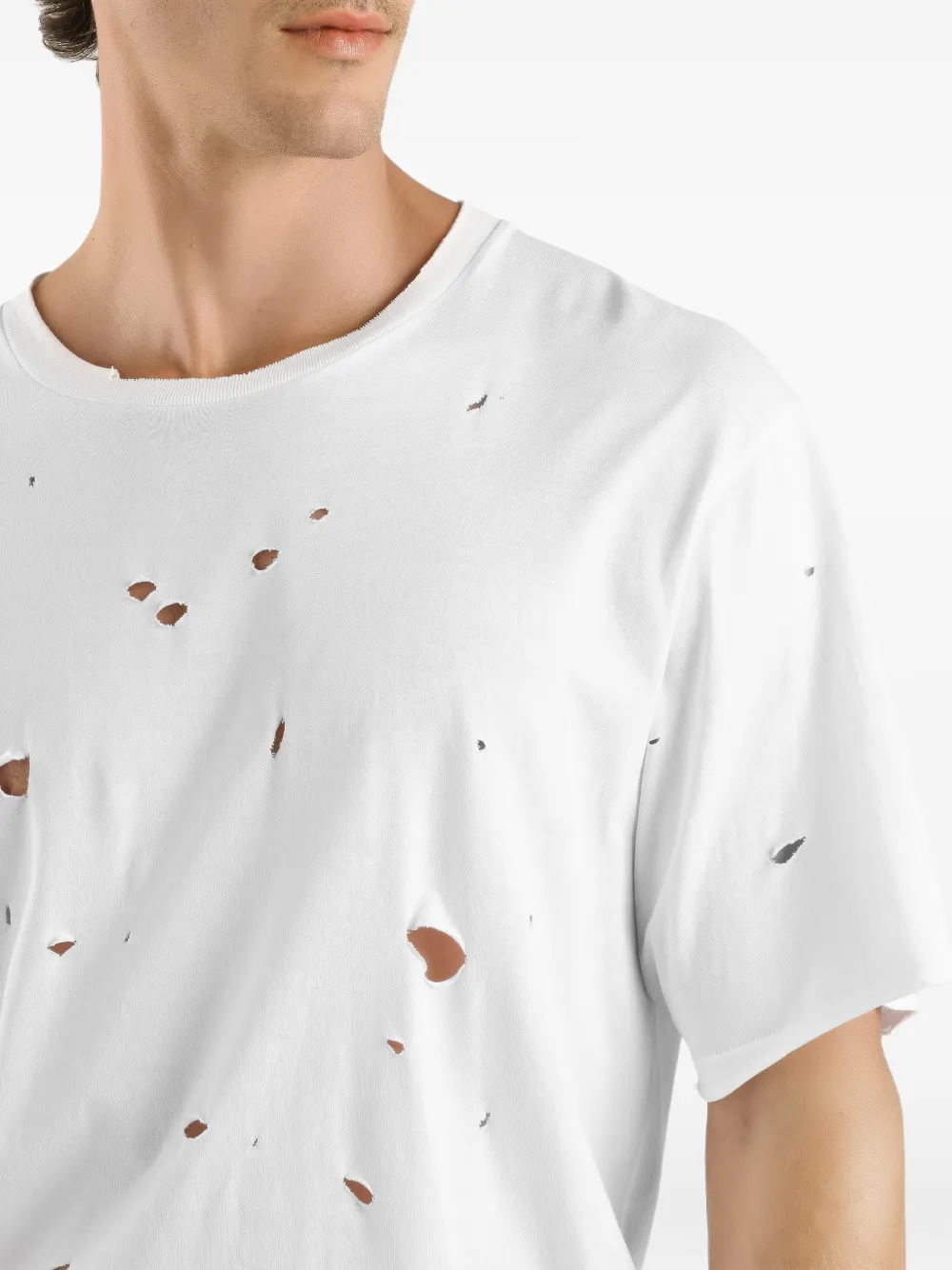 Dolce & Gabbana T-shirt met korte mouwen en gerafeld detail Wit