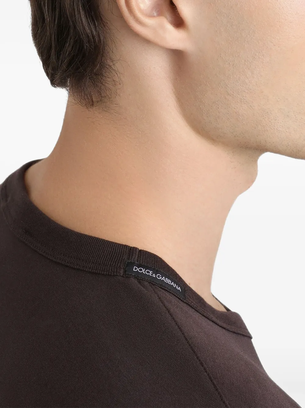 Dolce & Gabbana Katoenen T-shirt met lange mouwen Bruin