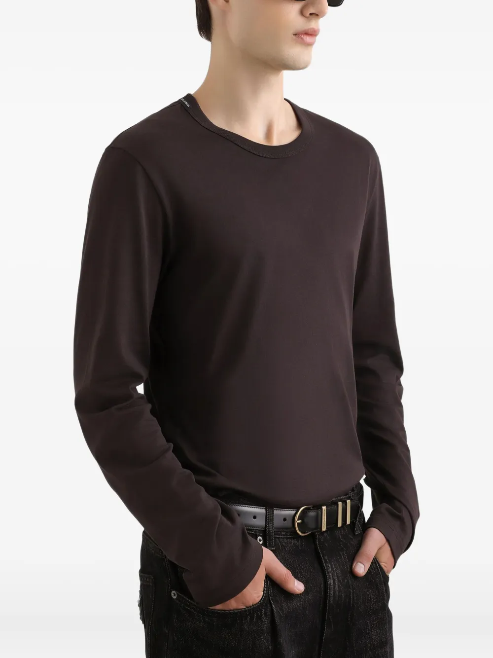 Dolce & Gabbana Katoenen T-shirt met lange mouwen Bruin
