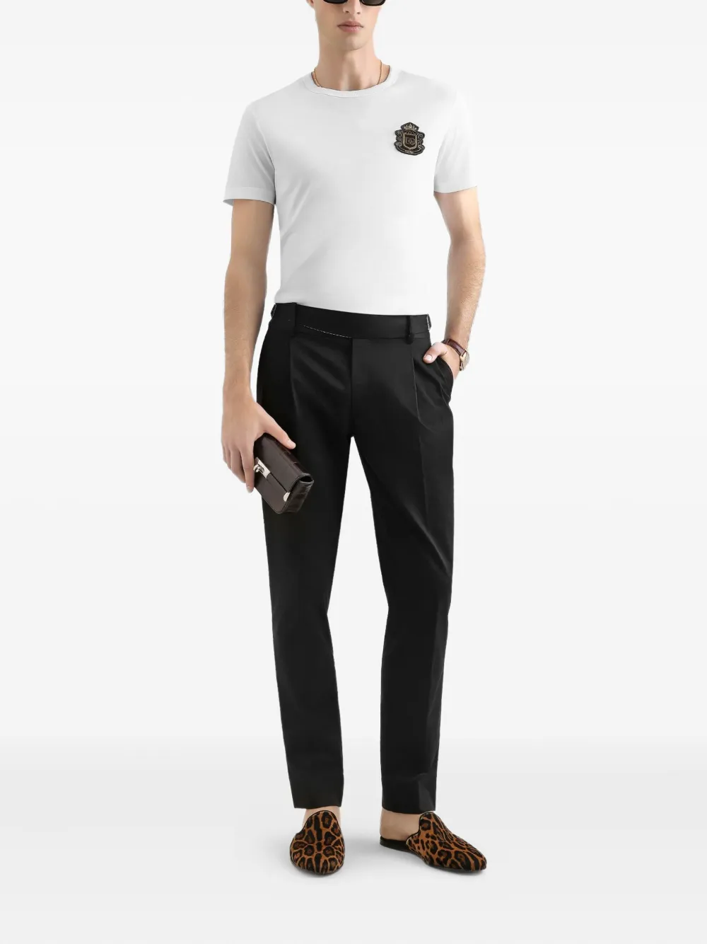 Dolce & Gabbana T-shirt met wapenschild-applicatie - Wit