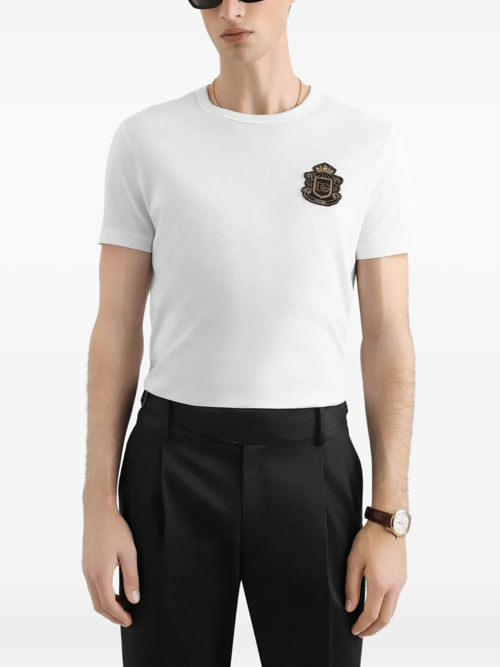 Dolce & Gabbana T-shirt met wapenschild-applicatie Wit
