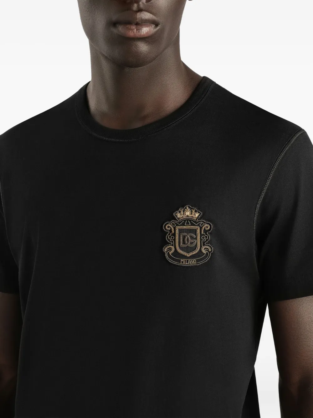 Dolce & Gabbana T-shirt met wapenschild-applicatie Zwart