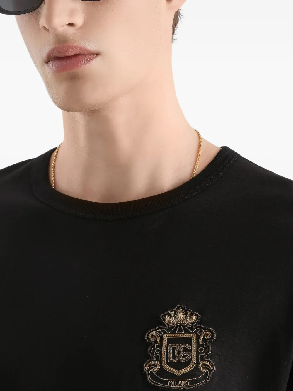 Dolce & Gabbana T-shirt met logopatch en lange mouwen Zwart