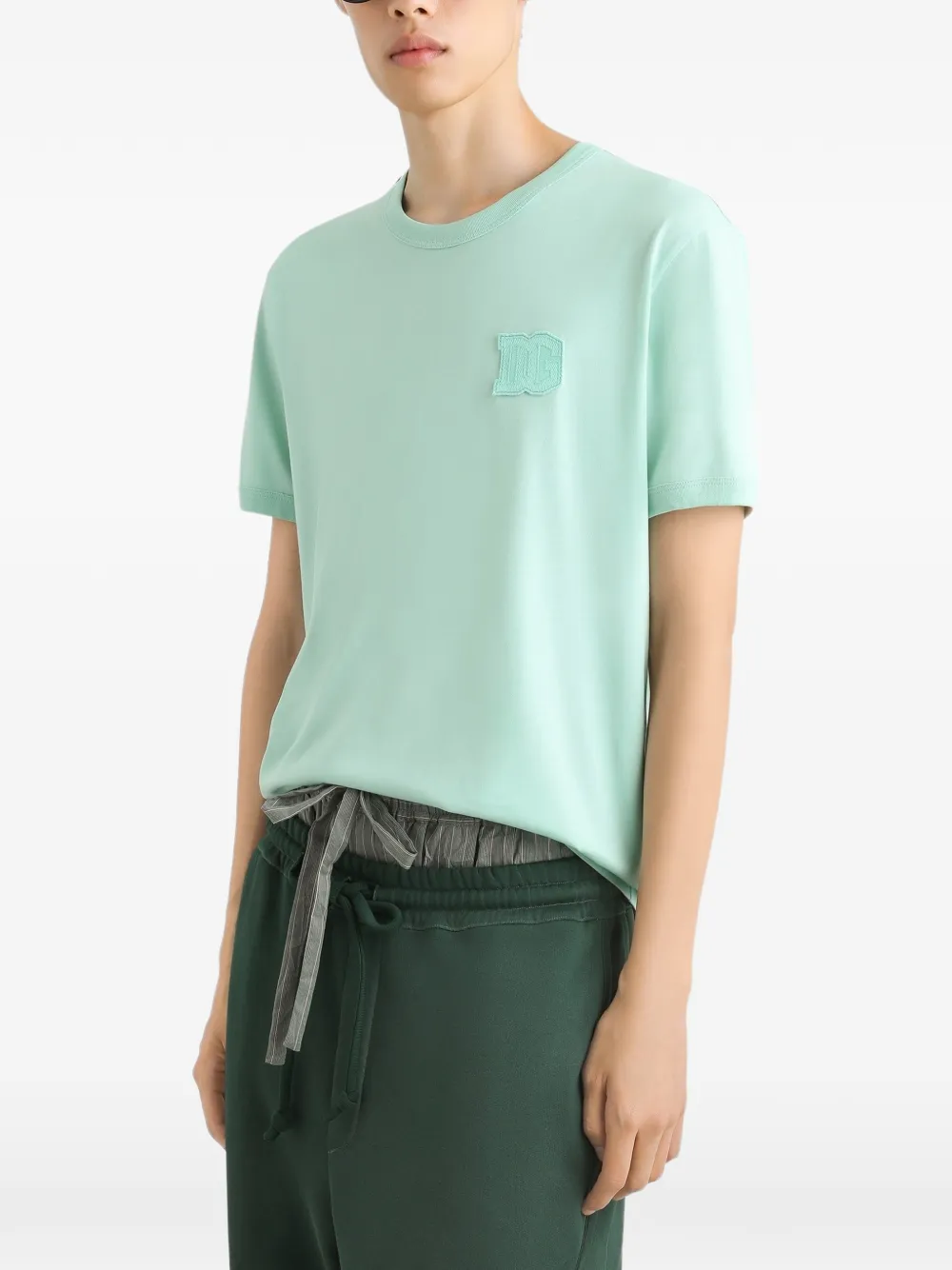 Dolce & Gabbana Katoenen T-shirt met patch Groen