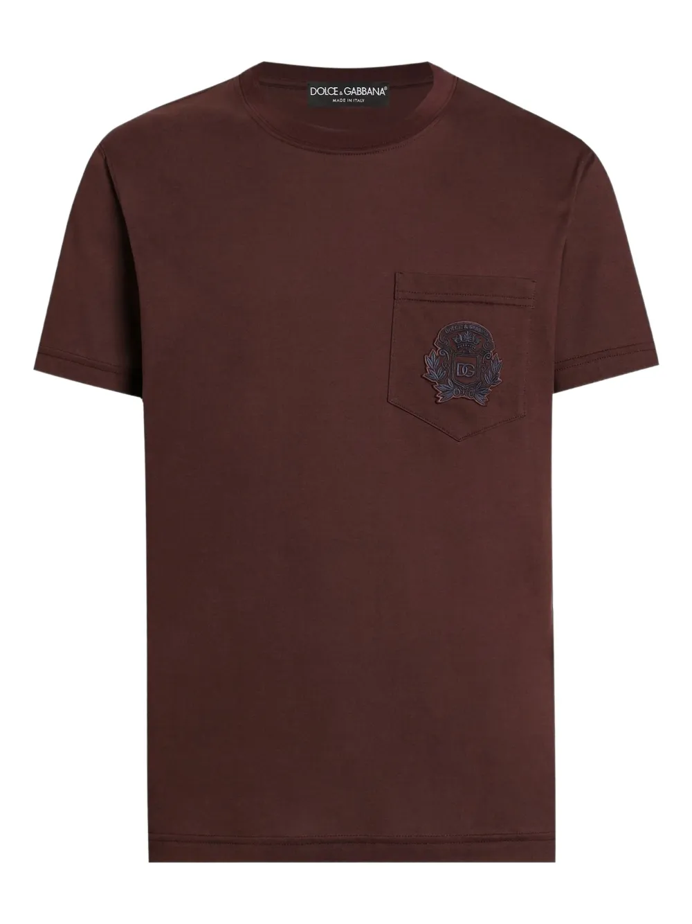 Dolce & Gabbana T-shirt con applicazione logo - Marrone