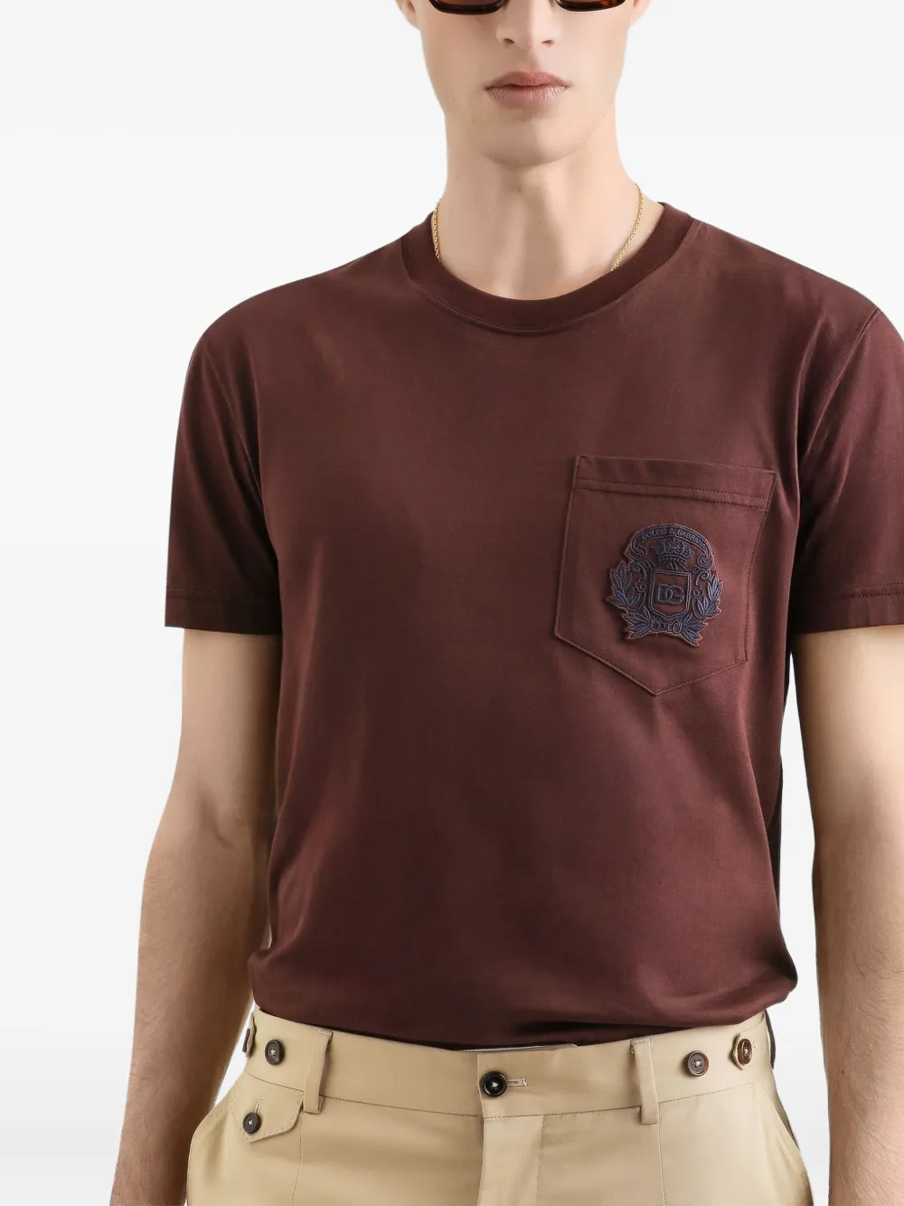 Dolce & Gabbana T-shirt met logopatch Bruin