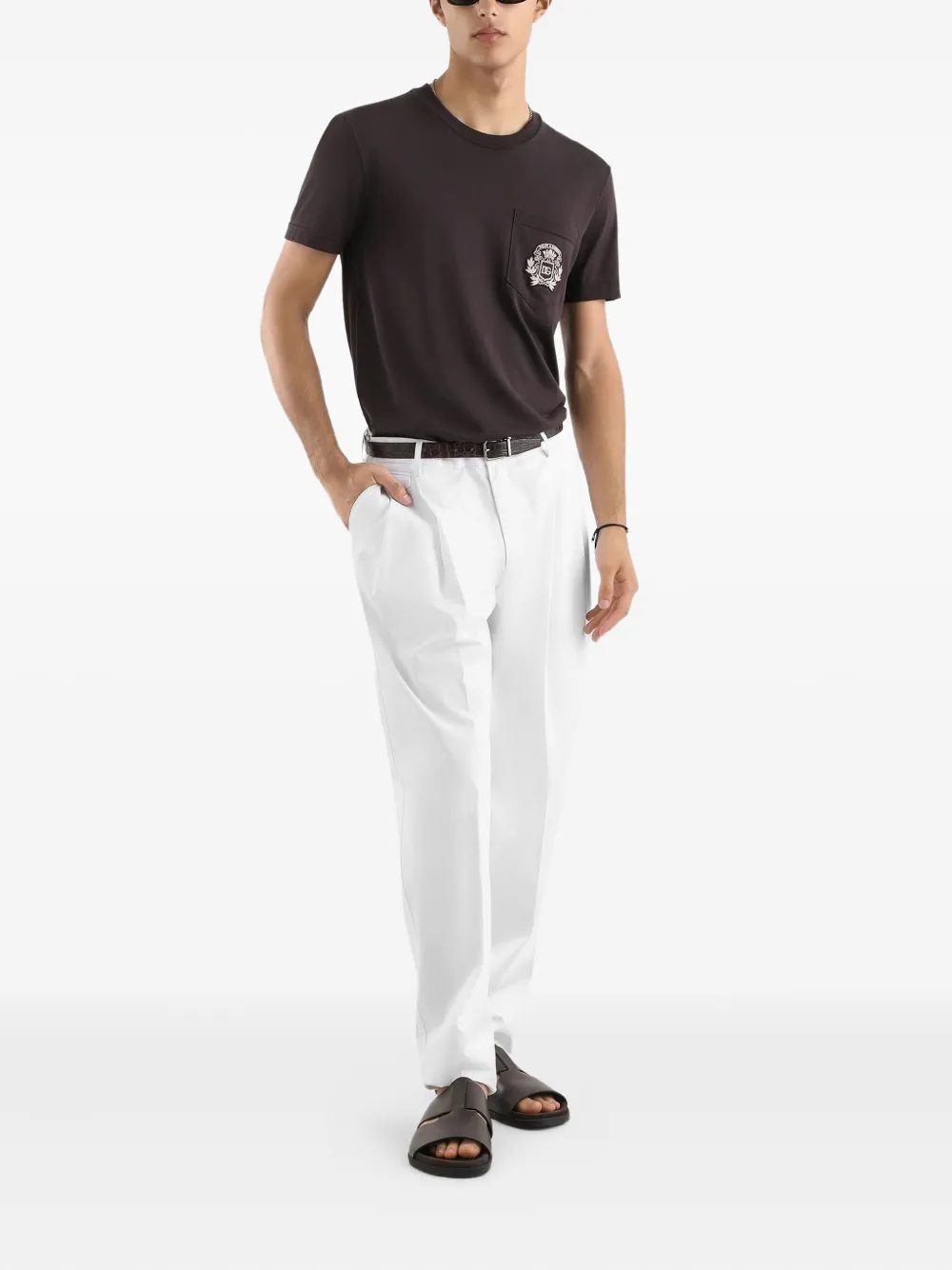 Dolce & Gabbana T-shirt met logopatch - Bruin