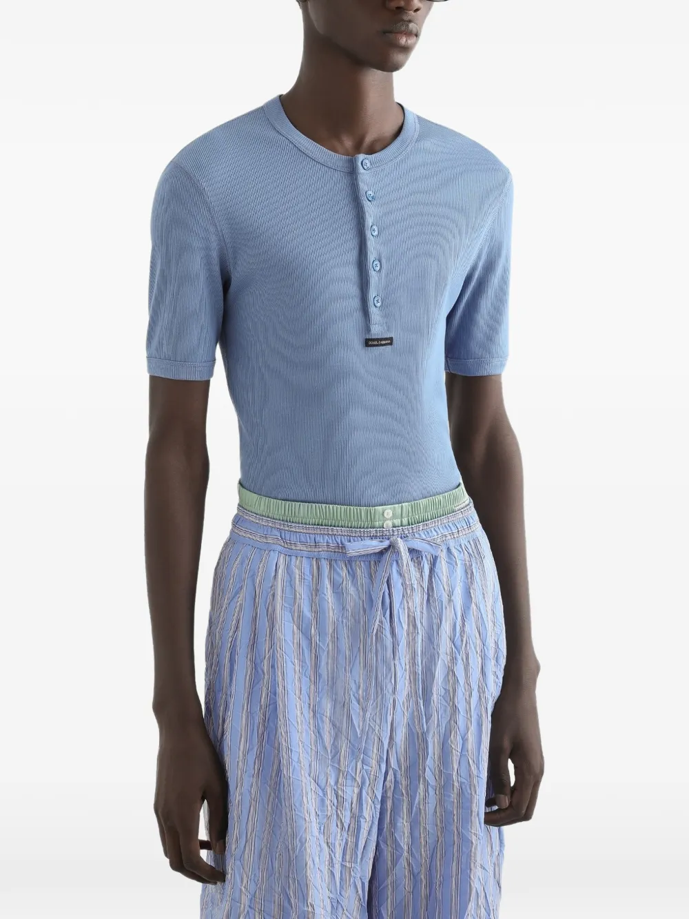 Dolce & Gabbana Serafino katoenen T-shirt Blauw