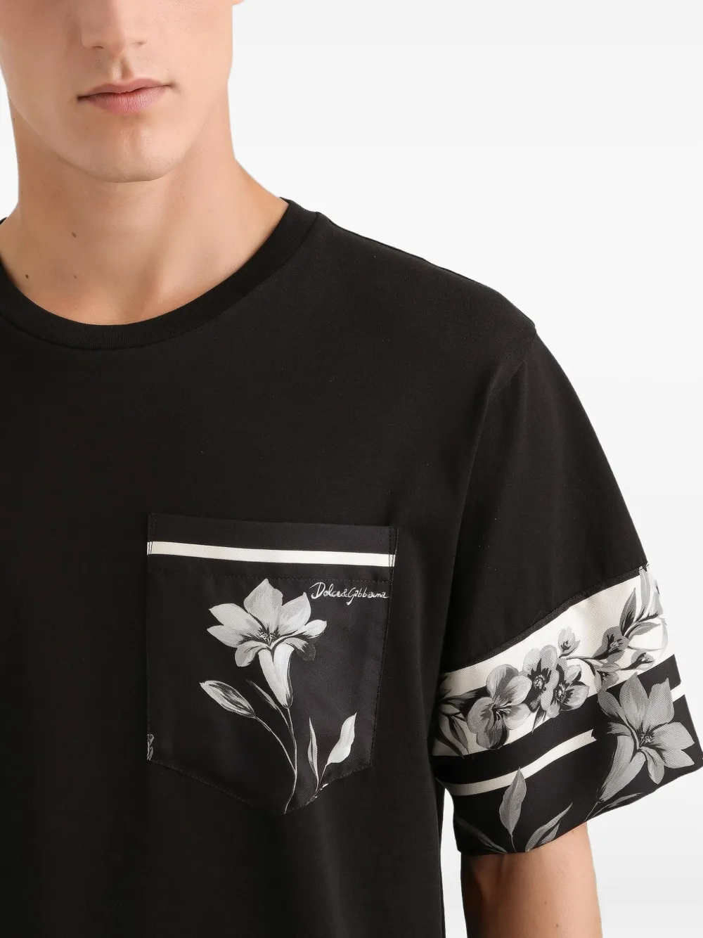 Dolce & Gabbana T-shirt met bloemenprint Zwart