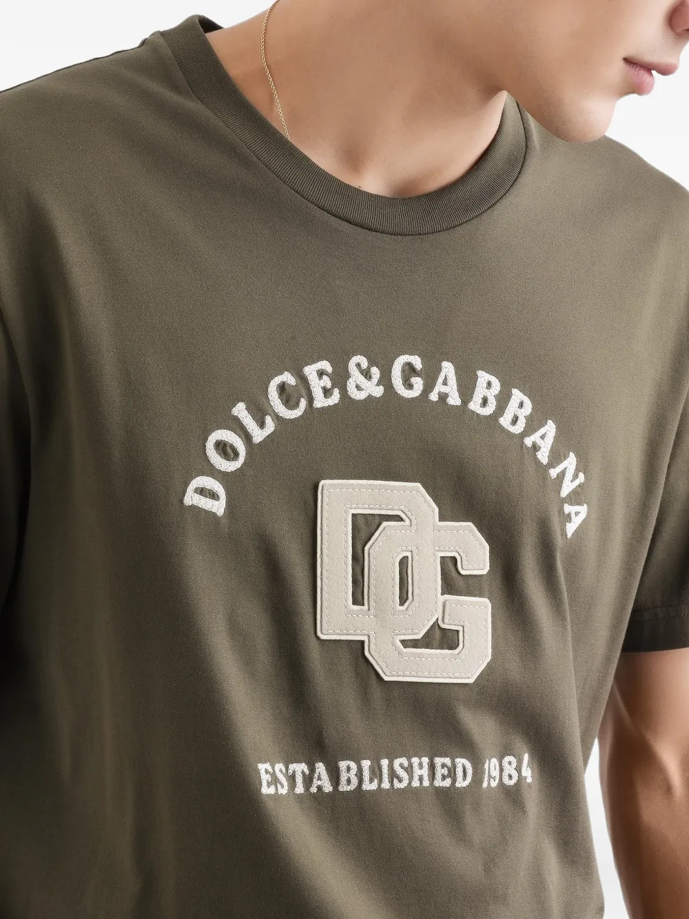 Dolce & Gabbana Katoenen T-shirt met print en borduurwerk Groen