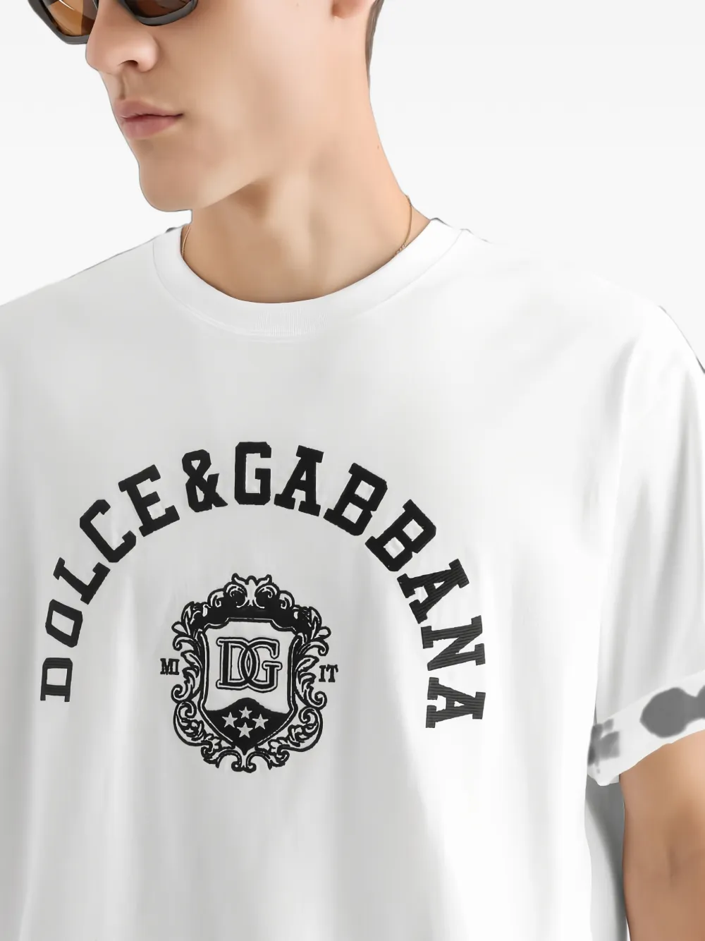 Dolce & Gabbana T-shirt met patroon korte mouwen en zak Wit