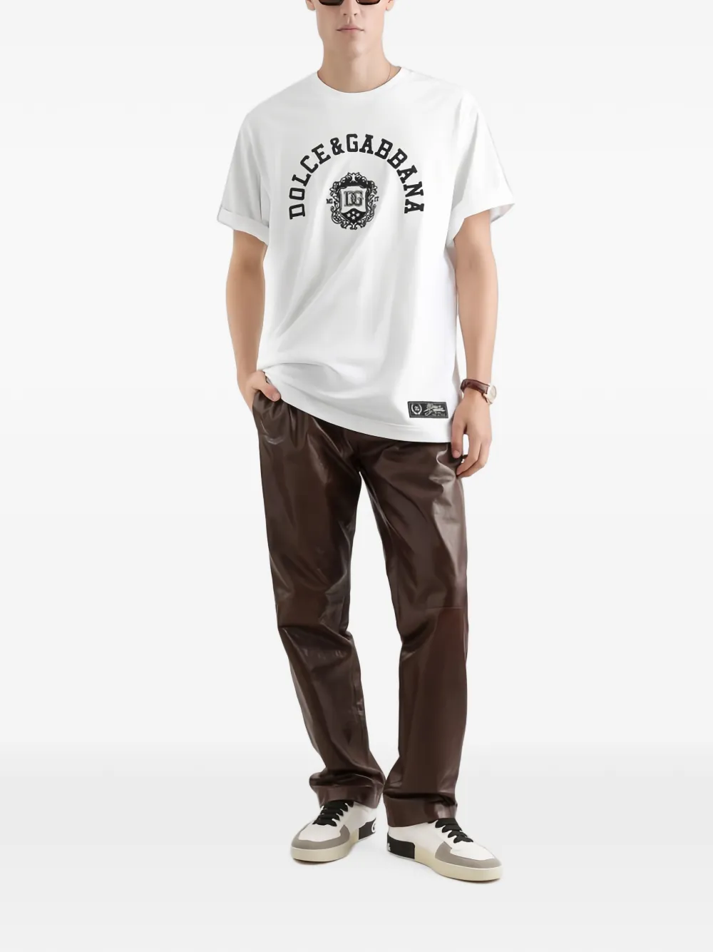Dolce & Gabbana T-shirt met patroon korte mouwen en zak Wit