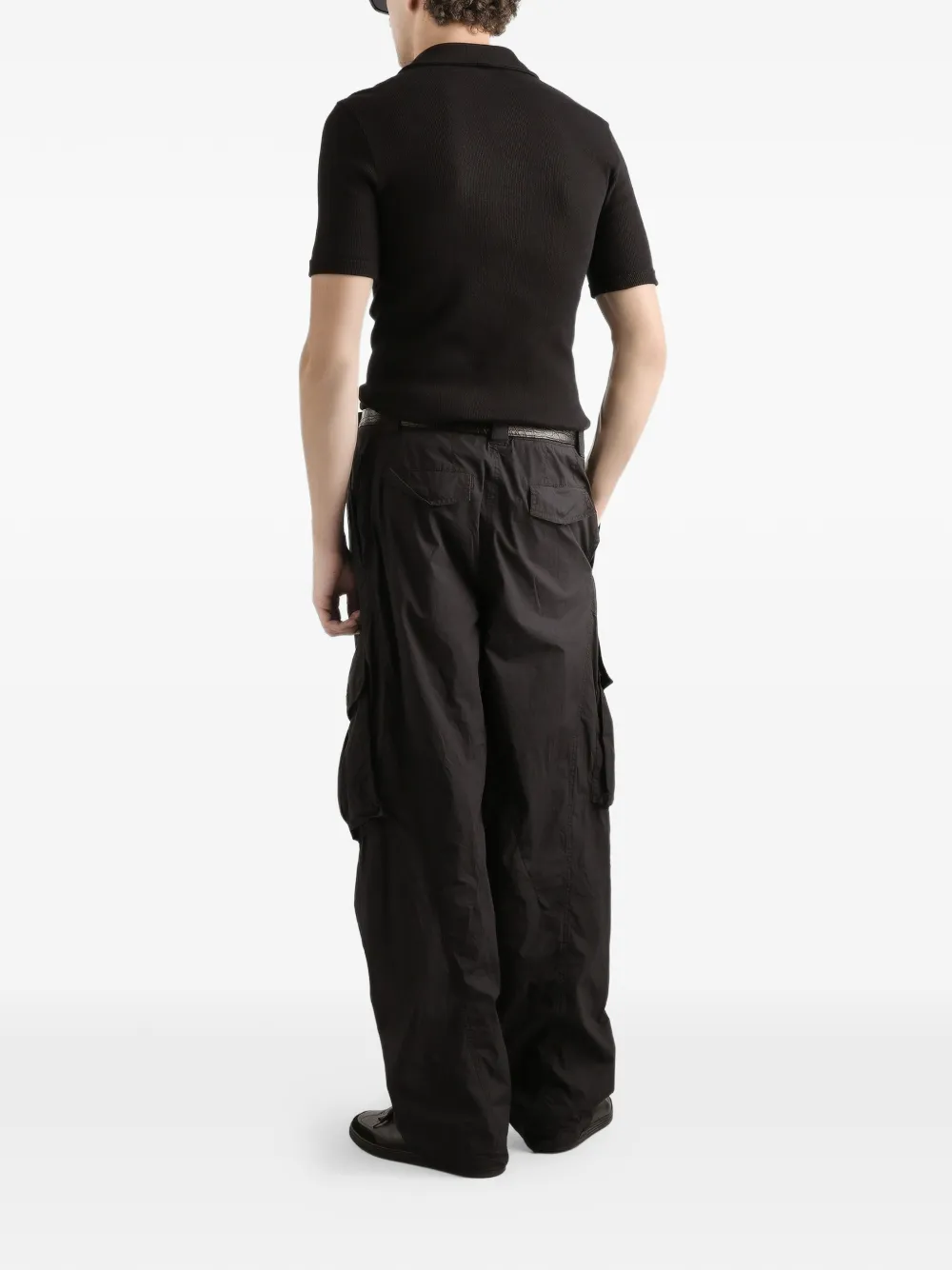 Dolce & Gabbana Poloshirt met koord en veters Zwart