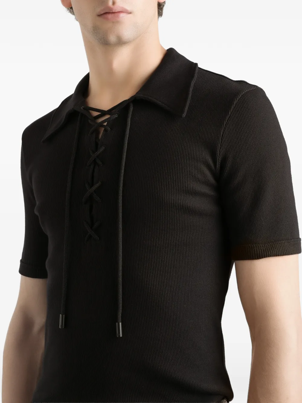 Dolce & Gabbana Poloshirt met koord en veters Zwart