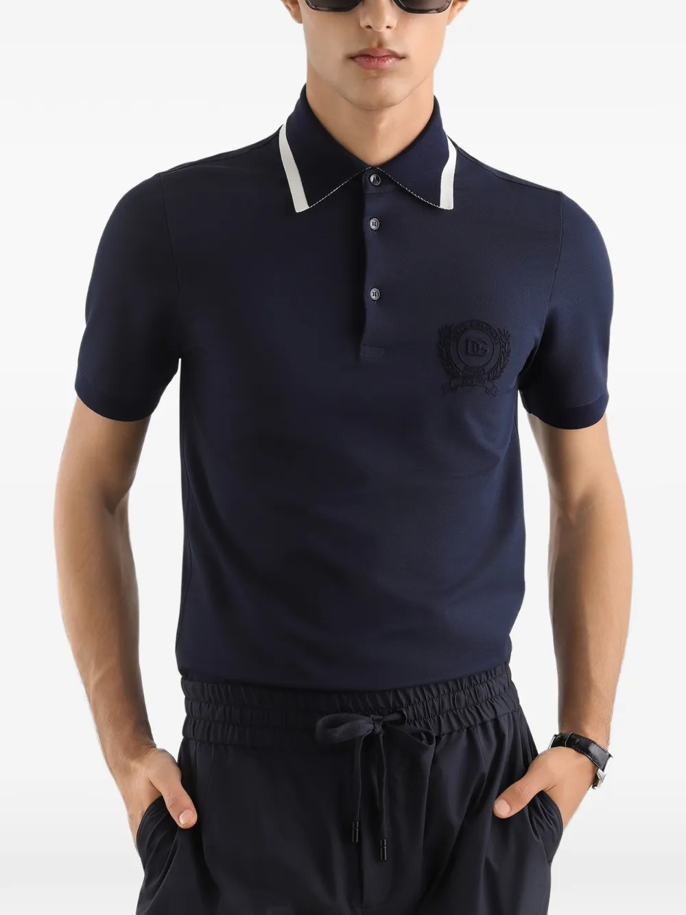 Dolce & Gabbana Poloshirt met geborduurd logo Blauw