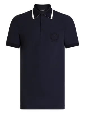 Dolce & Gabbana DG Essentials Cotton Piqué Polo Shirt | Blue